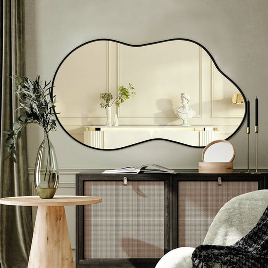 Miroir mural asymétrique en métal Agnete, style irrégulier, pour salle de bain