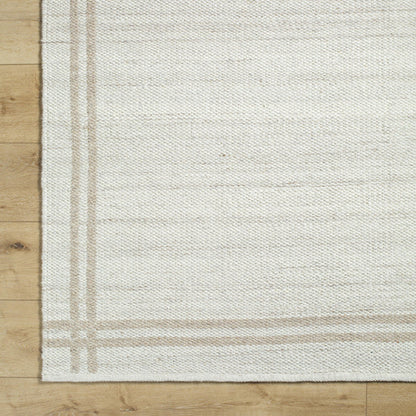 Lavande Geometric Wool Area Rug in Ivory/Tan 5ft x 7ft 6'