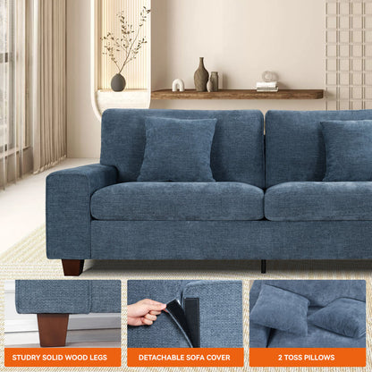 Karlita 71.5"" Chenille Sofa Square Arms Sofa Modern Style Loveseat With 2 Toss Pillows