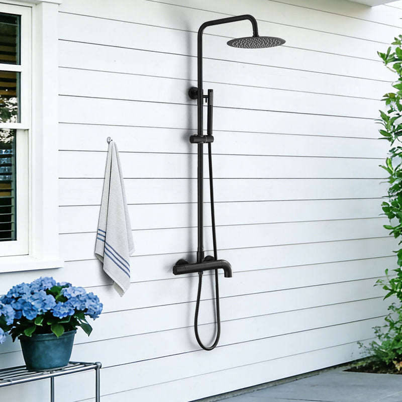 Height Adjustable Solid Brass 3 - Functions Wall Mounted Outdoor Complete Shower System