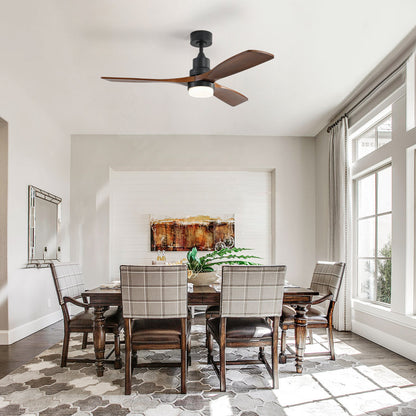 52" Shylo 5 - Blade LED Standard Ceiling Fan with Light Kit Included Black Brown