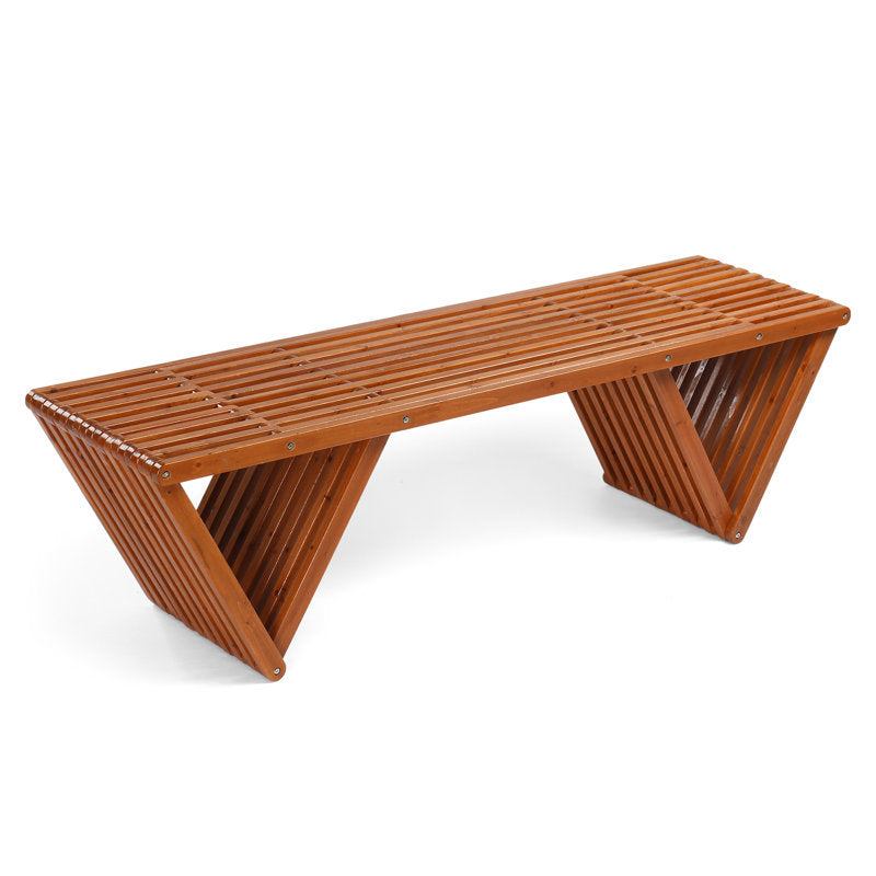 Banc d'extérieur en bois pour 3 personnes avec base triangulaire