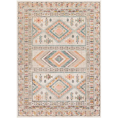 Laurentina Southwestern Pale Pink/Teal Area Rug 5x7