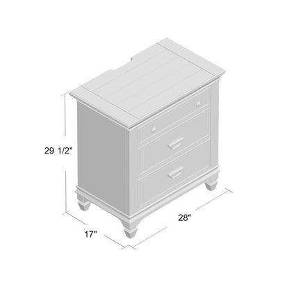 Colburn Nightstand w/ Charging Station dark greish top white base