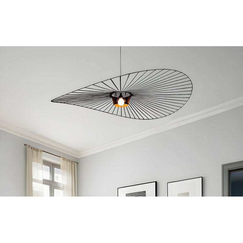 Lustre Vertigo à sangle géométrique de 78,8 pouces de large, noir