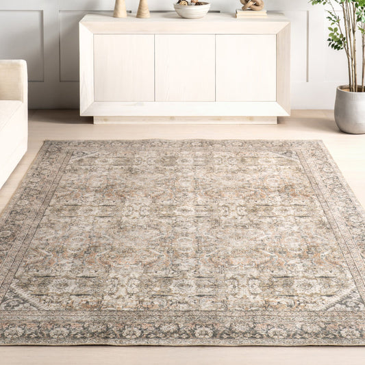 Well Woven Ash Delphine Vintage Persian Oriental Beige Area Rug 7'7" x 9'10"