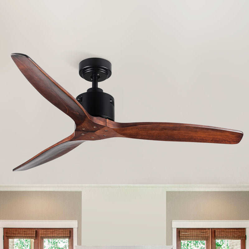 Farmhouse 52 in. integrated Ceiling Fan without Light, with Remote Control and 3 Solid Wood Blades