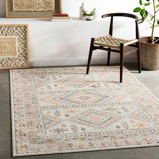 Tapis Laurentina rose pâle/turquoise style sud-ouest 5x7