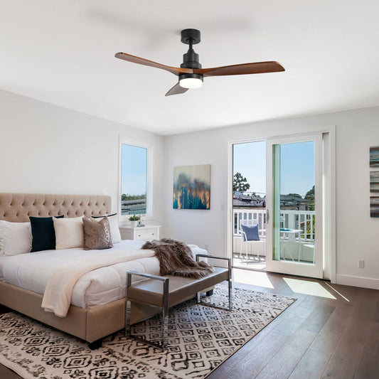 52" Shylo 5 - Blade LED Standard Ceiling Fan with Light Kit Included Black Brown