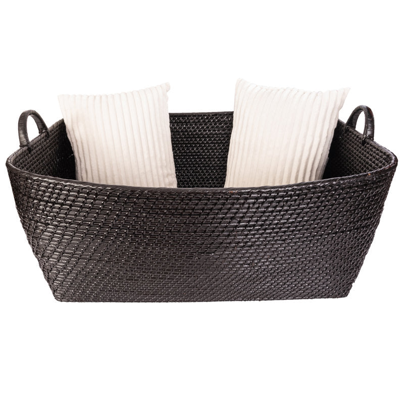 Thelma Rattan Basket black 
H 14 po x l 31 po x P 25 po