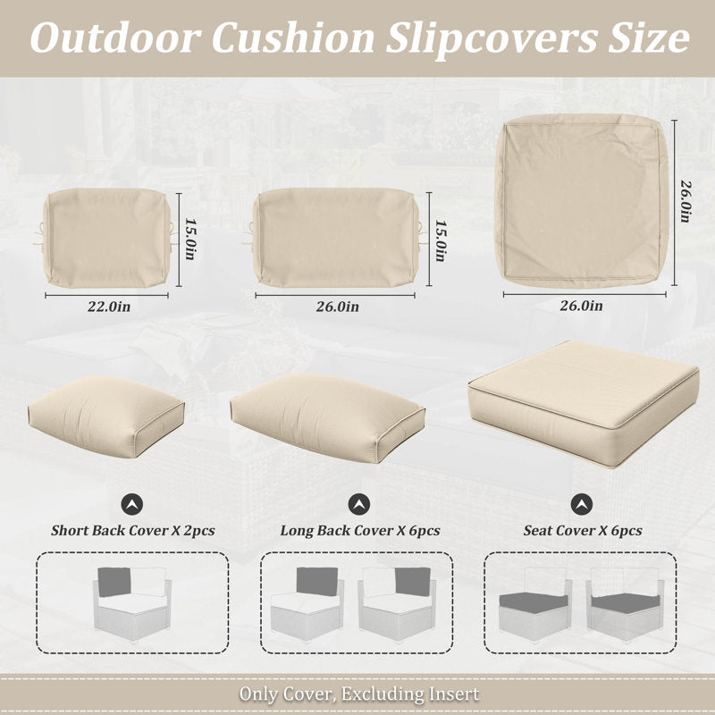 14-Piece Outdoor Seating Group Cushion Cover, Only Covers