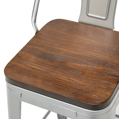 Saleh bar stool set of 4 silver and Brown 26"