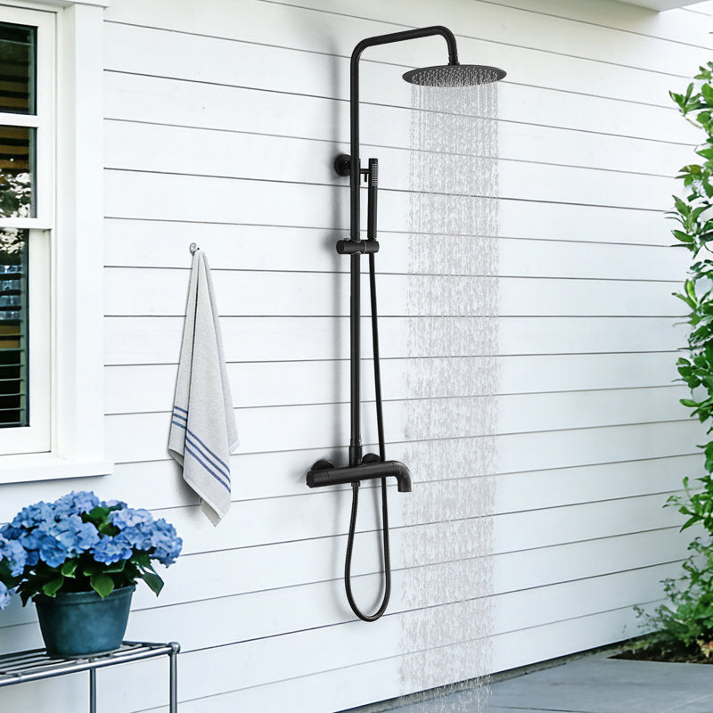 Height Adjustable Solid Brass 3 - Functions Wall Mounted Outdoor Complete Shower System