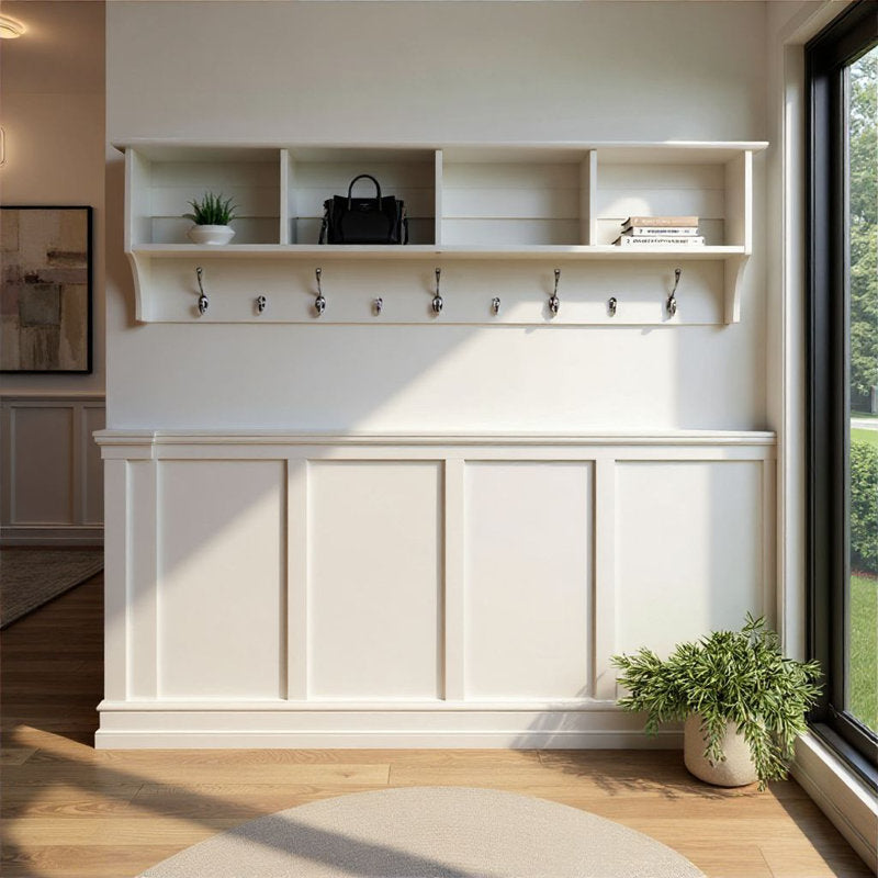 Raitsa 9 - Hook Wall Mounted Coat Rack WHITE