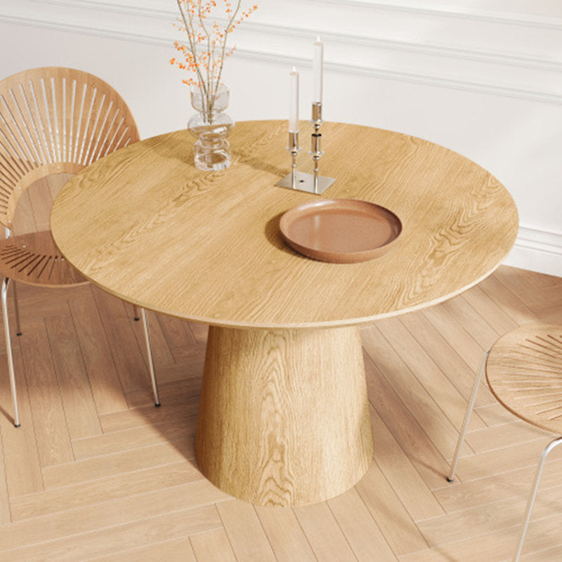 Makai Circular Dining Table with Wooden Brown Base