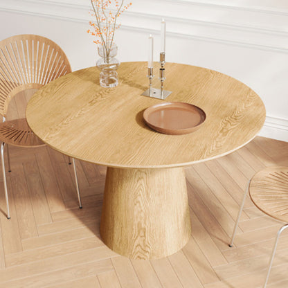Makai Circular Dining Table with Wooden Brown Base