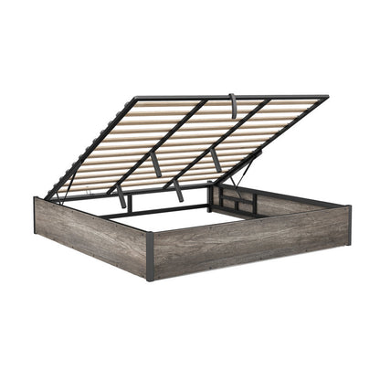 Shila Lift Up Storage Bed King Grey