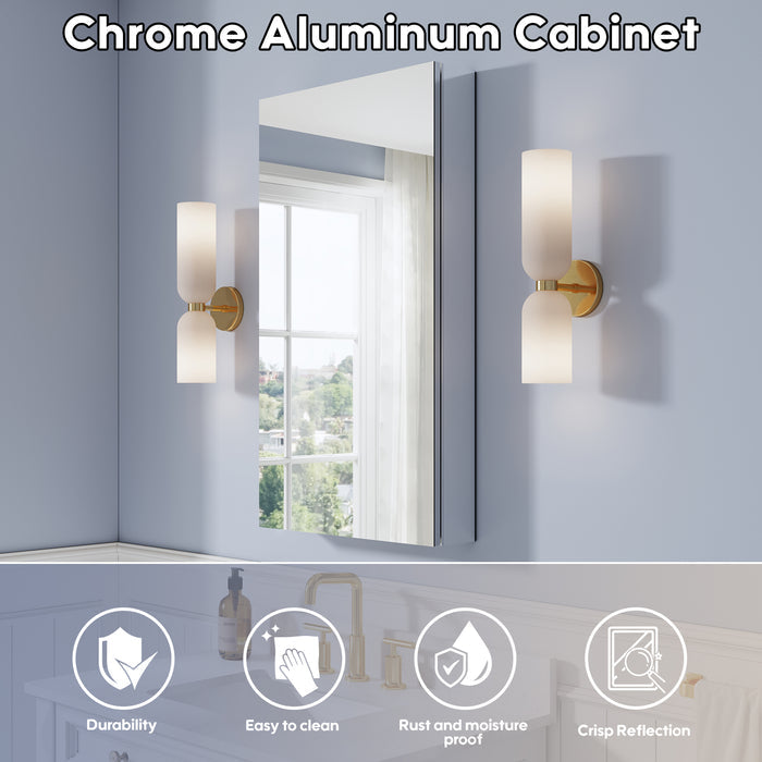20 X 30 Inch Medicine Cabinet For Bathroom With Mirror Rectangular Aluminum Bathroom Mirror Cabinet Recessed Or Surface Mount Bathroom Vanity Mirror Cabinet With Adjustable Shelf