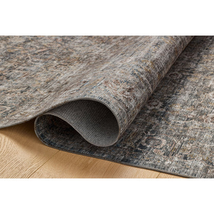 Dove / gold Amber Lewis x Loloi machine washable rug 3 ft 6 in x 5 ft 6 in