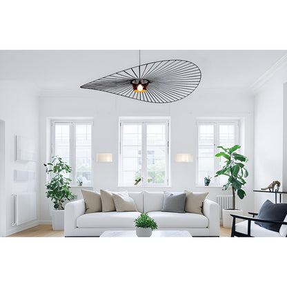 Lustre Vertigo à sangle géométrique de 78,8 pouces de large, noir