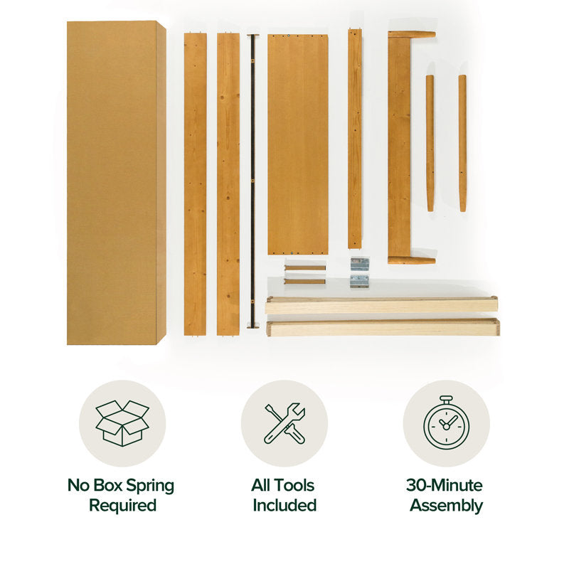 Whitman Low Profile Mid-Century Modern Wooden Brown Color Platform Bed Full Size