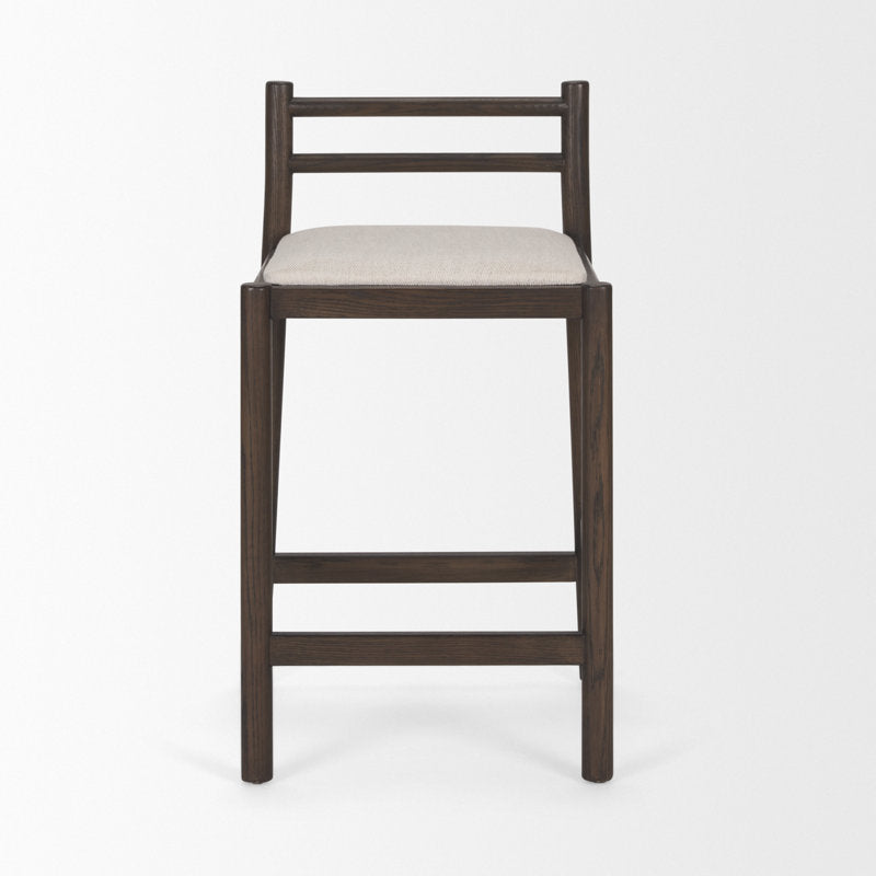 Clemie Dark Brown Wood w Cream Fabric Counter Stool