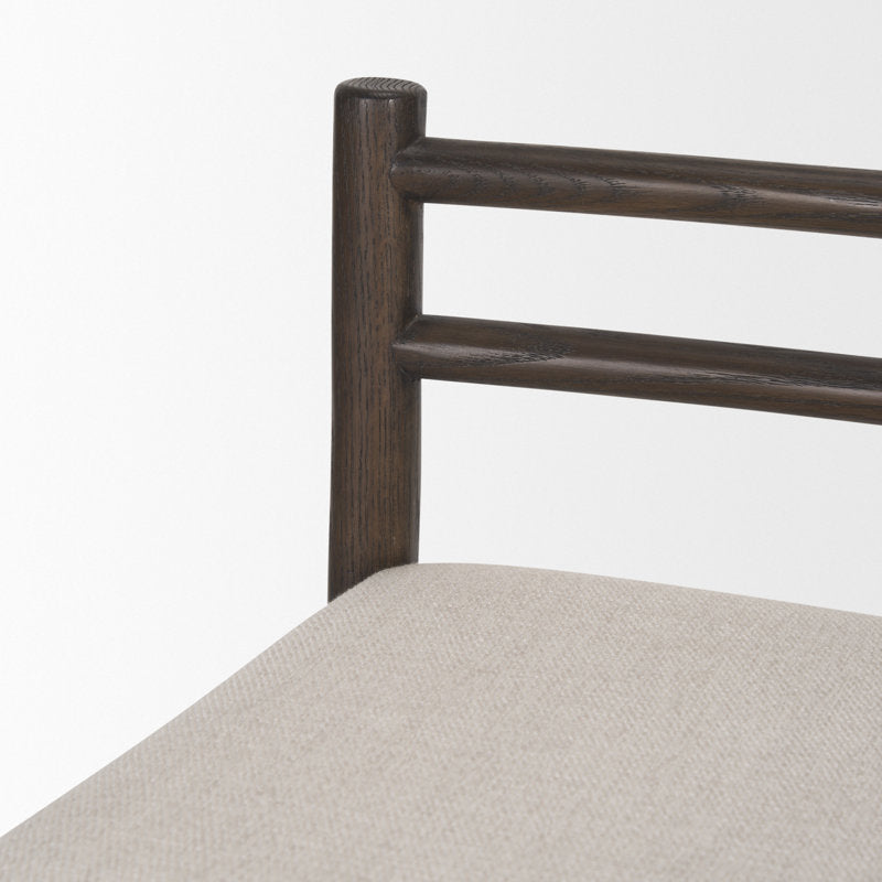 Clemie Dark Brown Wood w Cream Fabric Counter Stool