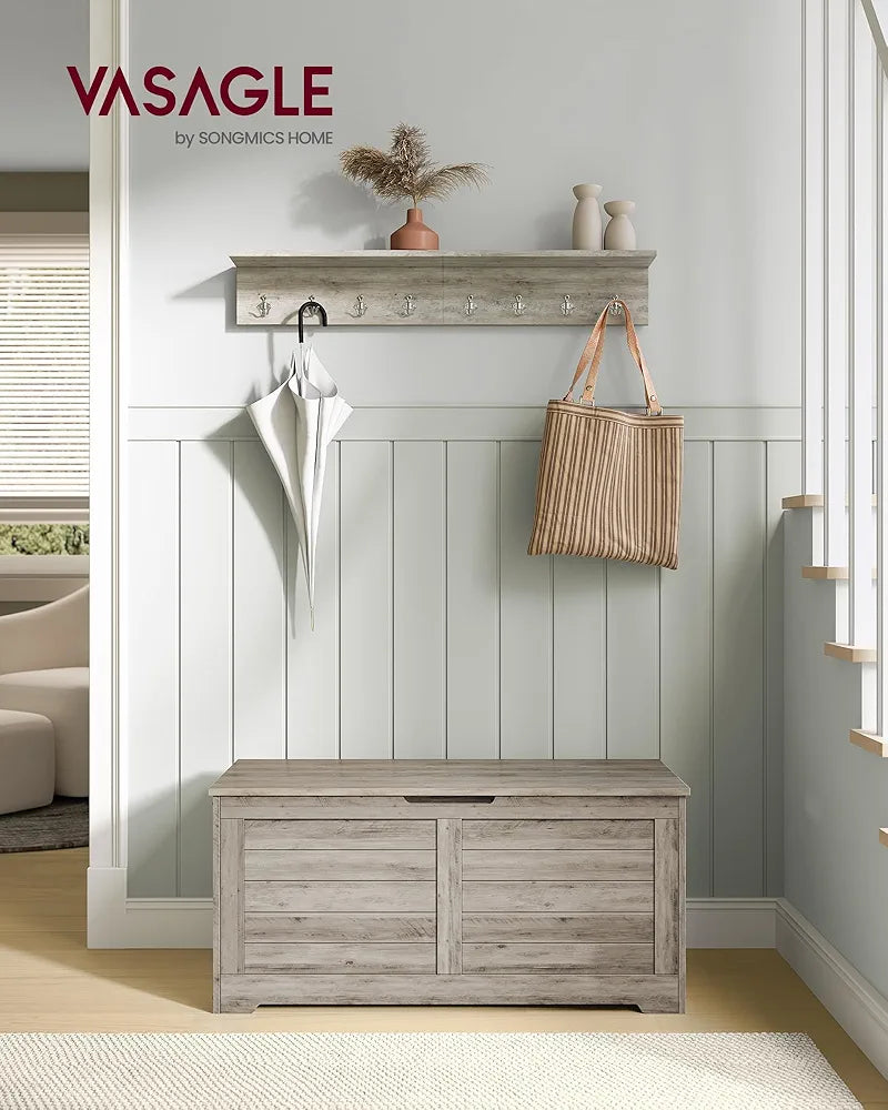 VASAGLE Storage Bench Ash Grey-Farmhouse storage 40 x 100 x 46cm