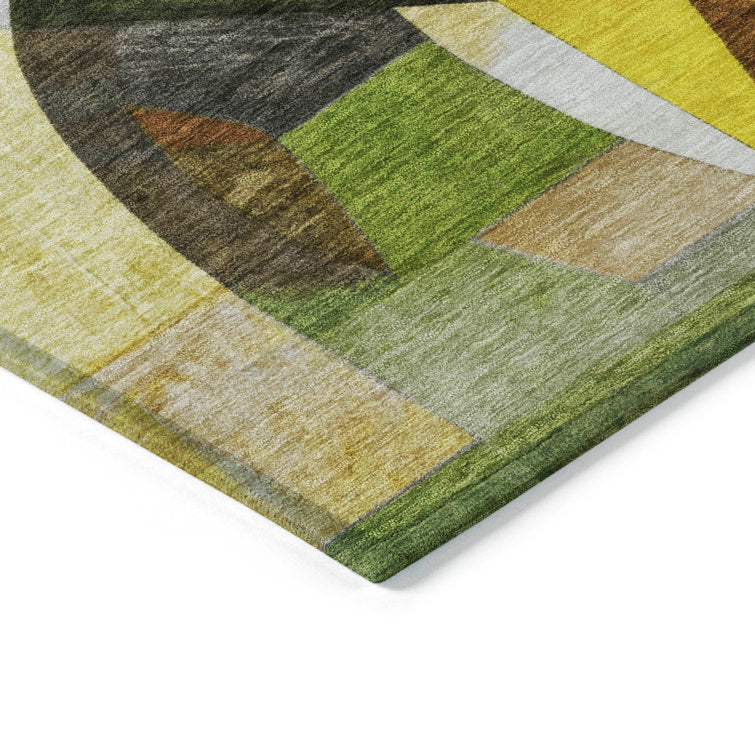Xhevrie machine washable indoor / outdoor green rug 8x10