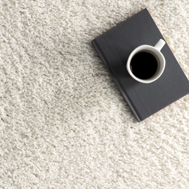 Solid Runner Shag Rug for Living Room Bedroom Dining Room Nursery Entryway Hallway, Off White 4 x 6