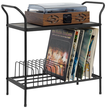 Audio Media Storage Rack with Vinyl Record Shelf