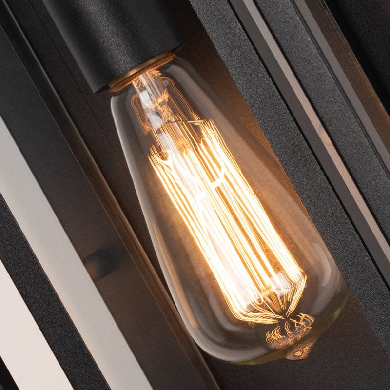 Rasharkin Classic Outdoor Wall Sconce 1 Light Rectangular Metal Frame and Clear Glass Shade Waterproof Matte Black