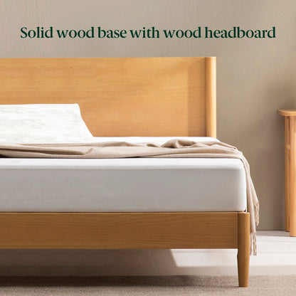 Whitman Low Profile Mid-Century Modern Wooden Brown Color Platform Bed Full Size