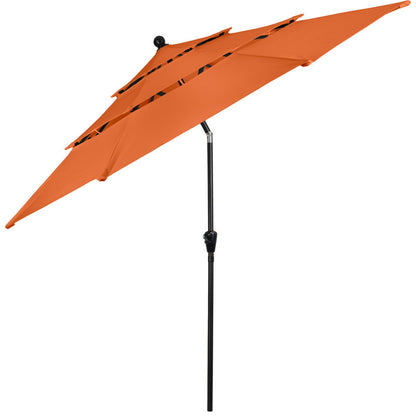 Bettine 10' Market Patio Umbrella - 3-Tiered Sunshade with Push Button Tilt and Easy-Open Crank - Outdoor Umbrella for Deck, Yard, or Pool by Pure Garden