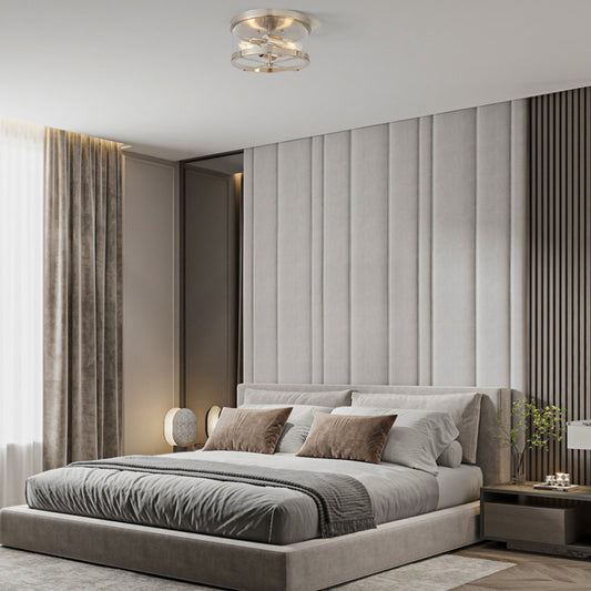 Bradlay 2-Light Flush Mount Clear Glass Ceiling Light with Metal Frame BRUSHED NICKEL