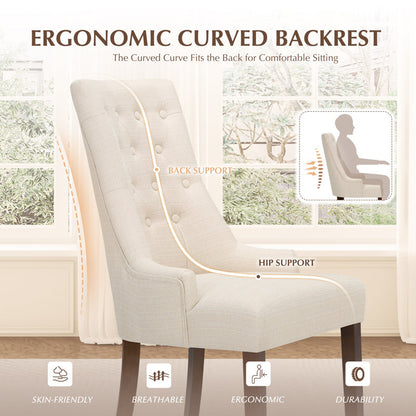 Aalbert Tufted Wing Back Parsons Upholstered Dining Chair Side Chair ( CreamishWhite 2 Chairs)