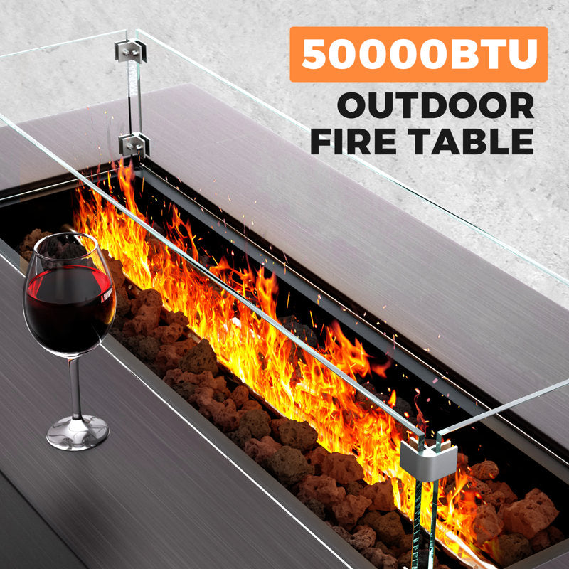 Elara 12.6"H X 42"W Propane Outdoor Gas Fire Pit Table