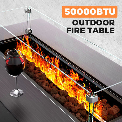 Elara 12.6"H X 42"W Propane Outdoor Gas Fire Pit Table
