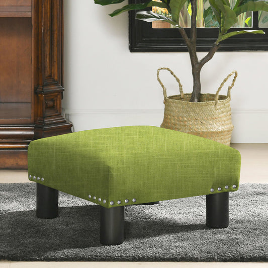Nahja 16"" Square Accent Footstool Ottoman Bright Chartreuse Cotton Blend