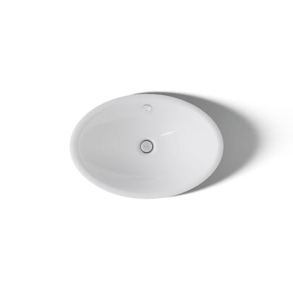 Iron Plains Metal Oval Vessel Bathroom Sink with Overflow W White