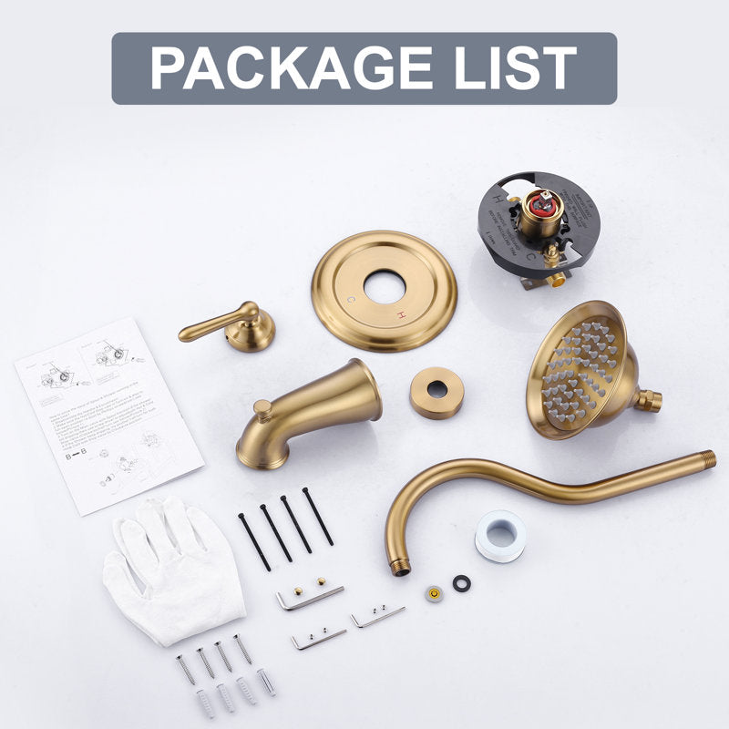 Système de douche à pression équilibrée 1,8 GPM avec robinet de douche, bec de baignoire et vanne d'encastrement en laiton TS09E61G