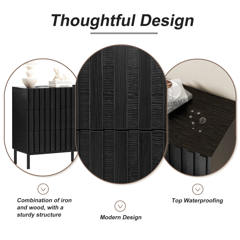 Endress 6 Drawer 43.3" W Double Dresser ( BLACK )