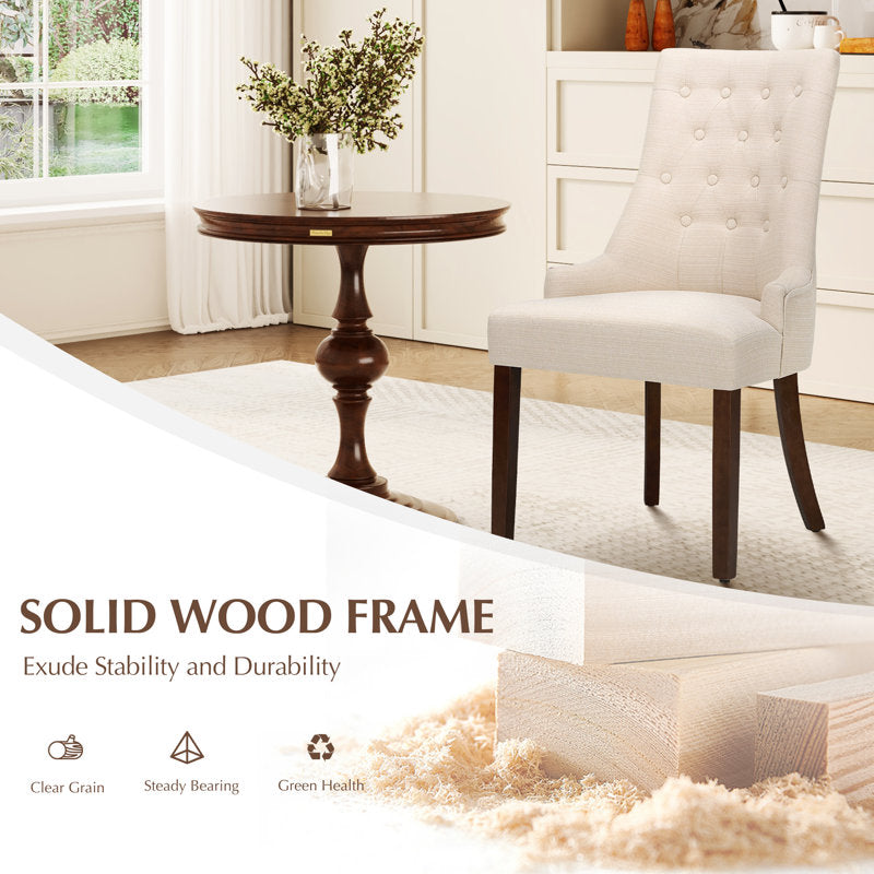 Aalbert Tufted Wing Back Parsons Upholstered Dining Chair Side Chair ( CreamishWhite 2 Chairs)