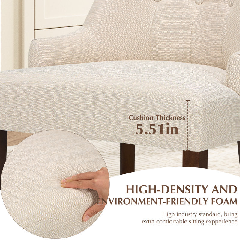 Aalbert Tufted Wing Back Parsons Upholstered Dining Chair Side Chair ( CreamishWhite 2 Chairs)