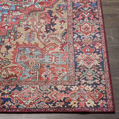 Fleckenstein Oriental Bright Red/Beige/Blue Area Rug 9x12 ft Rectangle