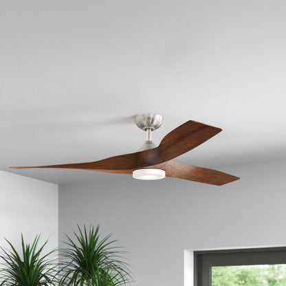Ventilateur de plafond intelligent Ferland 60" à 3 pales avec télécommande et kit d'éclairage LED inclus, couleur noyer