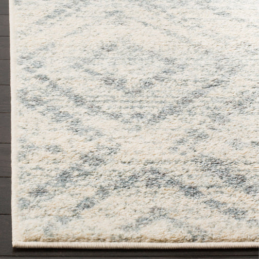 Muniz Performance Carpet Ivory/Light Blue Area Rug 10 ft sqaure