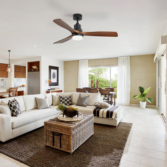 52" Shylo 5 - Blade LED Standard Ceiling Fan with Light Kit Included Black Brown