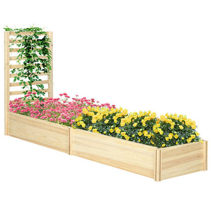 Outsunny Raised Garden Bed with Trellis and 2 Compartments