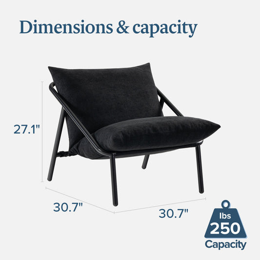 Fauteuil d'appoint Ayatt à structure métallique moderne et assise en toile